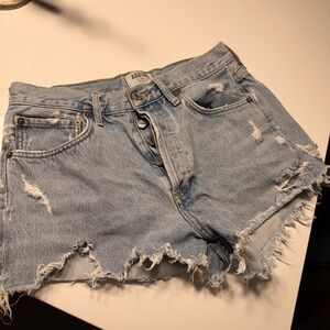 AGOLDE Women's Distressed Denim Shorts - Size 26